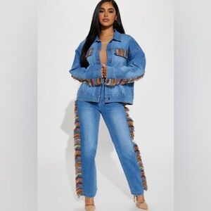 NWT Fashion Nova Denim Fringe Outfit
